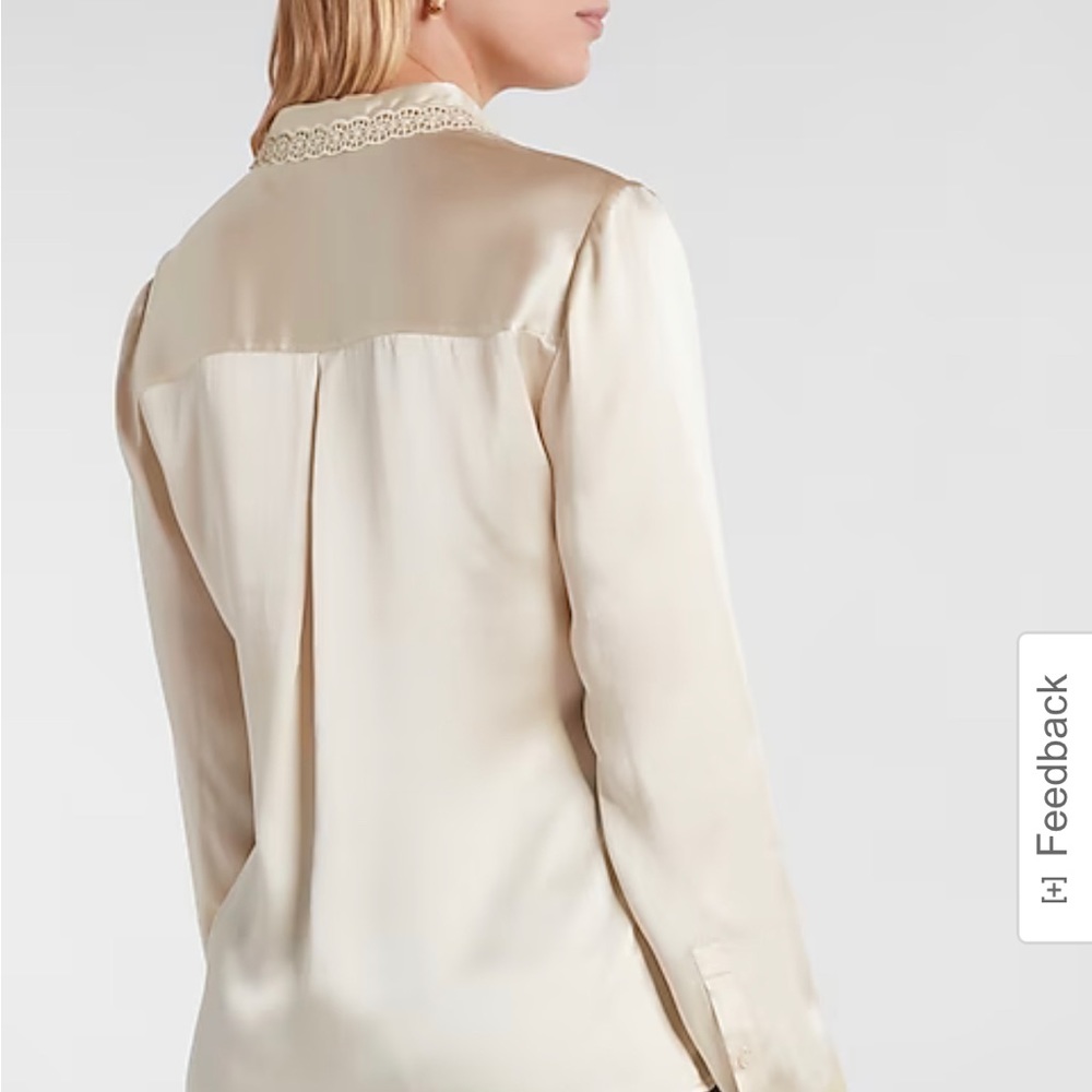 Nwt Express Pure Silk Button Down With Embroidere… - image 1